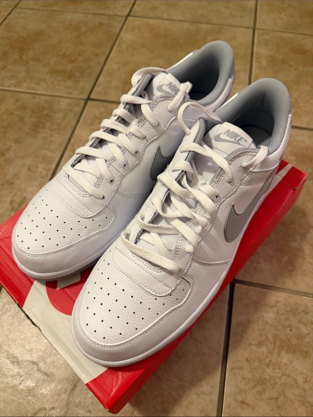 Nike Men’s Big Nike Low in White with Gray Size 15 NWT